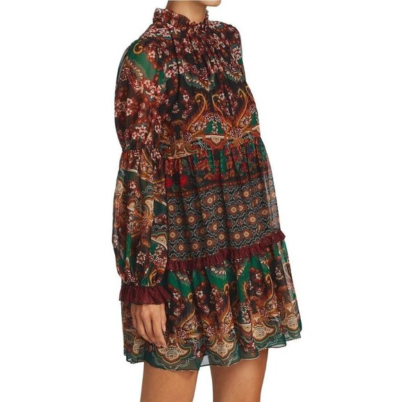 Alice & Olivia Marella Mockneck Paisley Shift Dress - Picture 3 of 9